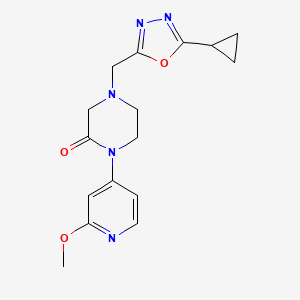 4-[(5-Cyclopropyl-1,3,4-oxadiazol-2-yl)methyl]-1-(2-methoxypyridin-4-yl)piperazin-2-one