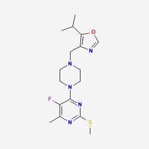 5-Fluoro-4-methyl-2-(methylsulfanyl)-6-(4-{[5-(propan-2-yl)-1,3-oxazol-4-yl]methyl}piperazin-1-yl)pyrimidine