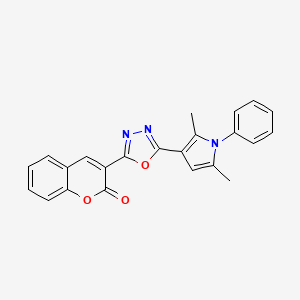 molecular formula C23H17N3O3 B1223795 3-[5-(2,5-Dimethyl-1-phenyl-3-pyrrolyl)-1,3,4-oxadiazol-2-yl]-1-benzopyran-2-one 