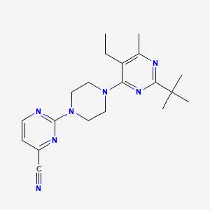 molecular formula C20H27N7 B12238039 2-[4-(2-Tert-butyl-5-ethyl-6-methylpyrimidin-4-yl)piperazin-1-yl]pyrimidine-4-carbonitrile 