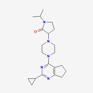 3-(4-{2-cyclopropyl-5H,6H,7H-cyclopenta[d]pyrimidin-4-yl}piperazin-1-yl)-1-(propan-2-yl)pyrrolidin-2-one