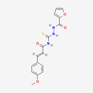 molecular formula C16H15N3O4S B1223812 N-[N'-(Furan-2-carbonyl)-hydrazinocarbothioyl]-3-(4-methoxy-phenyl)-acrylamide 
