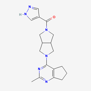 4-(5-{2-methyl-5H,6H,7H-cyclopenta[d]pyrimidin-4-yl}-octahydropyrrolo[3,4-c]pyrrole-2-carbonyl)-1H-pyrazole