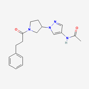 N-{1-[1-(3-phenylpropanoyl)pyrrolidin-3-yl]-1H-pyrazol-4-yl}acetamide