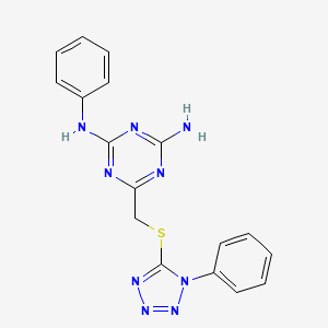 molecular formula C17H15N9S B1223828 N2-苯基-6-[[(1-苯基-5-四唑基)硫代]甲基]-1,3,5-三嗪-2,4-二胺 