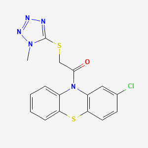 molecular formula C16H12ClN5OS2 B1223829 1-(2-Chloro-10-phenothiazinyl)-2-[(1-methyl-5-tetrazolyl)thio]ethanone 