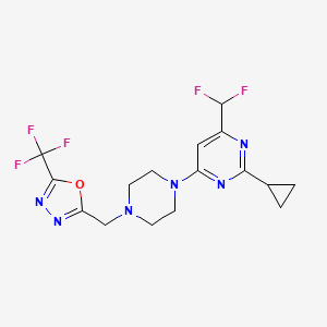 2-Cyclopropyl-4-(difluoromethyl)-6-(4-{[5-(trifluoromethyl)-1,3,4-oxadiazol-2-yl]methyl}piperazin-1-yl)pyrimidine