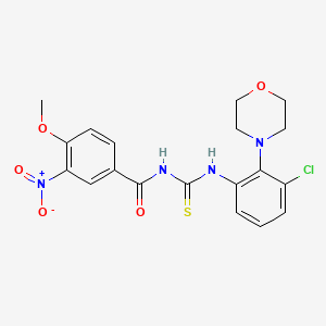 molecular formula C19H19ClN4O5S B1223831 N-[[3-chloro-2-(4-morpholinyl)anilino]-sulfanylidenemethyl]-4-methoxy-3-nitrobenzamide 