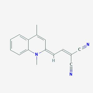 molecular formula C16H13N3 B1223841 2-[(2E)-2-(1,4-dimethylquinolin-2-ylidene)ethylidene]propanedinitrile 