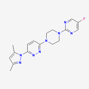 molecular formula C17H19FN8 B12238427 3-(3,5-dimethyl-1H-pyrazol-1-yl)-6-[4-(5-fluoropyrimidin-2-yl)piperazin-1-yl]pyridazine 