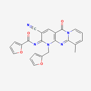 molecular formula C23H15N5O4 B1223843 N-[3-cyano-1-(2-furanylmethyl)-10-methyl-5-oxo-2-dipyrido[3,4-c:1',2'-f]pyrimidinylidene]-2-furancarboxamide 