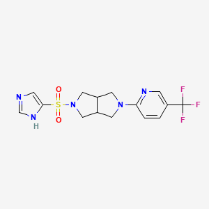 molecular formula C15H16F3N5O2S B12238450 2-[5-(1H-imidazole-4-sulfonyl)-octahydropyrrolo[3,4-c]pyrrol-2-yl]-5-(trifluoromethyl)pyridine 