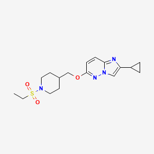 molecular formula C17H24N4O3S B12238468 4-[({2-Cyclopropylimidazo[1,2-b]pyridazin-6-yl}oxy)methyl]-1-(ethanesulfonyl)piperidine 