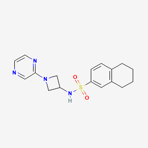 molecular formula C17H20N4O2S B12238475 N-[1-(pyrazin-2-yl)azetidin-3-yl]-5,6,7,8-tetrahydronaphthalene-2-sulfonamide 