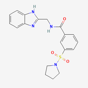 molecular formula C19H20N4O3S B1223848 N-(1H-benzimidazol-2-ylmethyl)-3-(1-pyrrolidinylsulfonyl)benzamide 