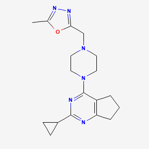 1-{2-cyclopropyl-5H,6H,7H-cyclopenta[d]pyrimidin-4-yl}-4-[(5-methyl-1,3,4-oxadiazol-2-yl)methyl]piperazine