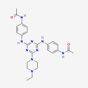 molecular formula C25H31N9O2 B1223860 N-[4-[[4-(4-acetamidoanilino)-6-(4-ethyl-1-piperazinyl)-1,3,5-triazin-2-yl]amino]phenyl]acetamide 