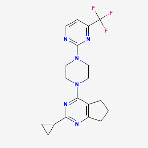 2-(4-{2-cyclopropyl-5H,6H,7H-cyclopenta[d]pyrimidin-4-yl}piperazin-1-yl)-4-(trifluoromethyl)pyrimidine