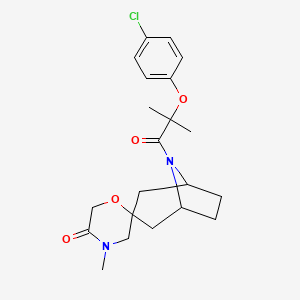 molecular formula C21H27ClN2O4 B12238642 8-[2-(4-Chlorophenoxy)-2-methylpropanoyl]-4'-methyl-8-azaspiro[bicyclo[3.2.1]octane-3,2'-morpholin]-5'-one 