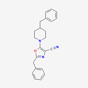 molecular formula C23H23N3O B1223865 2-(Phenylmethyl)-5-[4-(phenylmethyl)-1-piperidinyl]-4-oxazolecarbonitrile 