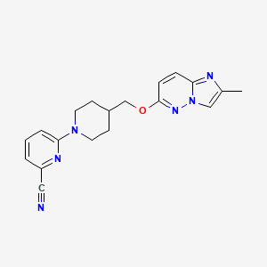 molecular formula C19H20N6O B12238663 6-{4-[({2-Methylimidazo[1,2-b]pyridazin-6-yl}oxy)methyl]piperidin-1-yl}pyridine-2-carbonitrile 