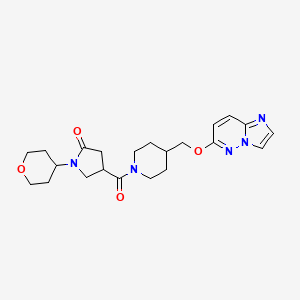 4-[4-({Imidazo[1,2-b]pyridazin-6-yloxy}methyl)piperidine-1-carbonyl]-1-(oxan-4-yl)pyrrolidin-2-one