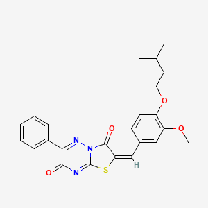 molecular formula C24H23N3O4S B1223871 (2E)-2-[4-(Isopentyloxy)-3-methoxybenzylidene]-6-phenyl-7H-[1,3]thiazolo[3,2-B][1,2,4]triazine-3,7(2H)-dione 