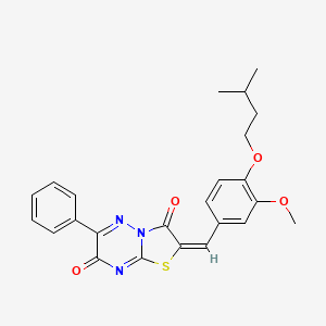 (2E)-2-[[3-methoxy-4-(3-methylbutoxy)phenyl]methylidene]-6-phenyl-[1,3]thiazolo[3,2-b][1,2,4]triazine-3,7-dione