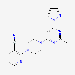 2-{4-[2-methyl-6-(1H-pyrazol-1-yl)pyrimidin-4-yl]piperazin-1-yl}pyridine-3-carbonitrile