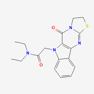 molecular formula C18H20N4O2S B1223874 Acetamide, N,N-diethyl-2-(10-oxo-1,2-dihydro-10H-3-thia-4,9,10a-triazacyclopenta[b]fluoren-9-yl)- 