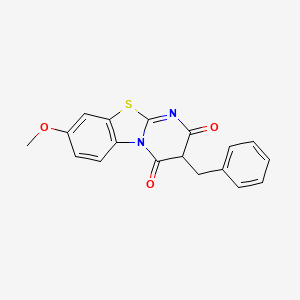 molecular formula C18H14N2O3S B1223893 8-Methoxy-3-(phenylmethyl)pyrimido[2,1-b][1,3]benzothiazole-2,4-dione 