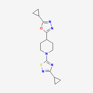 1-(3-Cyclopropyl-1,2,4-thiadiazol-5-yl)-4-(5-cyclopropyl-1,3,4-oxadiazol-2-yl)piperidine