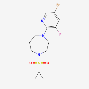 molecular formula C13H17BrFN3O2S B12238959 1-(5-Bromo-3-fluoropyridin-2-yl)-4-(cyclopropanesulfonyl)-1,4-diazepane 