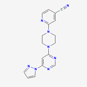 2-{4-[6-(1H-pyrazol-1-yl)pyrimidin-4-yl]piperazin-1-yl}pyridine-4-carbonitrile