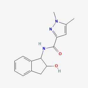 molecular formula C15H17N3O2 B12239009 N-(2-hydroxy-2,3-dihydro-1H-inden-1-yl)-1,5-dimethyl-1H-pyrazole-3-carboxamide 