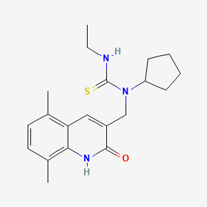 molecular formula C20H27N3OS B1223901 1-cyclopentyl-1-[(5,8-dimethyl-2-oxo-1H-quinolin-3-yl)methyl]-3-ethylthiourea 