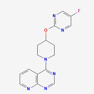 molecular formula C16H15FN6O B12239026 5-Fluoro-2-[(1-{pyrido[2,3-d]pyrimidin-4-yl}piperidin-4-yl)oxy]pyrimidine 