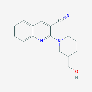 molecular formula C16H17N3O B12239044 2-[3-(Hydroxymethyl)piperidin-1-yl]quinoline-3-carbonitrile 