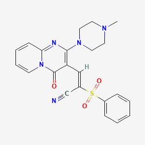 molecular formula C22H21N5O3S B1223910 (E)-2-(benzenesulfonyl)-3-[2-(4-methylpiperazin-1-yl)-4-oxopyrido[1,2-a]pyrimidin-3-yl]prop-2-enenitrile 