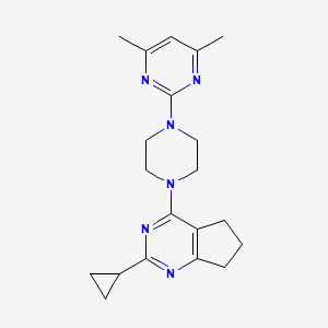 2-(4-{2-cyclopropyl-5H,6H,7H-cyclopenta[d]pyrimidin-4-yl}piperazin-1-yl)-4,6-dimethylpyrimidine