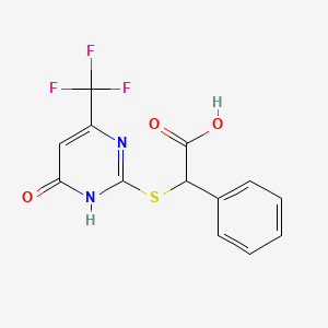 {[4-Hydroxy-6-(trifluoromethyl)pyrimidin-2-yl]sulfanyl}(phenyl)acetic acid