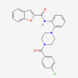 molecular formula C26H22ClN3O3 B1223918 N-{2-[4-(4-chlorobenzoyl)-1-piperazinyl]phenyl}-1-benzofuran-2-carboxamide 