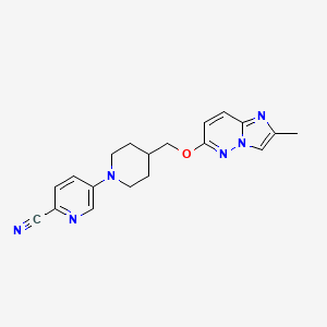 molecular formula C19H20N6O B12239197 5-{4-[({2-Methylimidazo[1,2-b]pyridazin-6-yl}oxy)methyl]piperidin-1-yl}pyridine-2-carbonitrile 