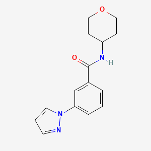 molecular formula C15H17N3O2 B12239205 N-(oxan-4-yl)-3-(1H-pyrazol-1-yl)benzamide 