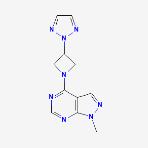 molecular formula C11H12N8 B12239252 2-(1-{1-methyl-1H-pyrazolo[3,4-d]pyrimidin-4-yl}azetidin-3-yl)-2H-1,2,3-triazole 