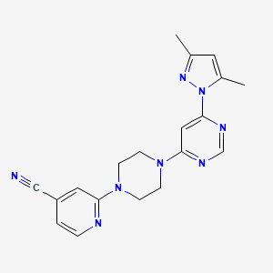 molecular formula C19H20N8 B12239323 2-{4-[6-(3,5-dimethyl-1H-pyrazol-1-yl)pyrimidin-4-yl]piperazin-1-yl}pyridine-4-carbonitrile 