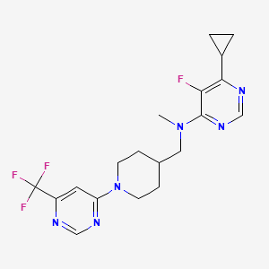 molecular formula C19H22F4N6 B12239359 6-cyclopropyl-5-fluoro-N-methyl-N-({1-[6-(trifluoromethyl)pyrimidin-4-yl]piperidin-4-yl}methyl)pyrimidin-4-amine 