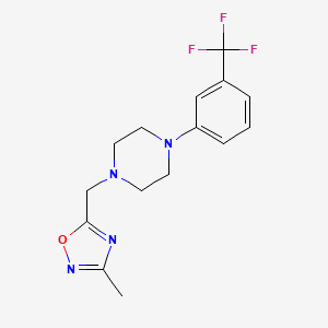 molecular formula C15H17F3N4O B12239386 1-[(3-Methyl-1,2,4-oxadiazol-5-yl)methyl]-4-[3-(trifluoromethyl)phenyl]piperazine 