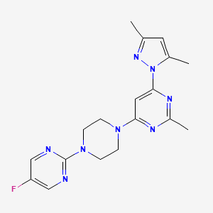 molecular formula C18H21FN8 B12239394 4-(3,5-dimethyl-1H-pyrazol-1-yl)-6-[4-(5-fluoropyrimidin-2-yl)piperazin-1-yl]-2-methylpyrimidine 