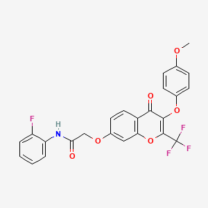 molecular formula C25H17F4NO6 B1223940 N-(2-fluorophenyl)-2-[[3-(4-methoxyphenoxy)-4-oxo-2-(trifluoromethyl)-1-benzopyran-7-yl]oxy]acetamide 